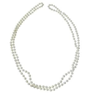 Vintage Faux Pearl Strand Necklace 32" White Cream Beaded